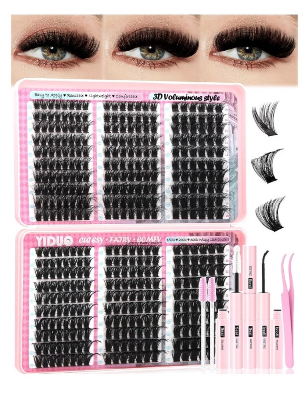 150D 200D 300D Lash Clusters Kit 6 Styles